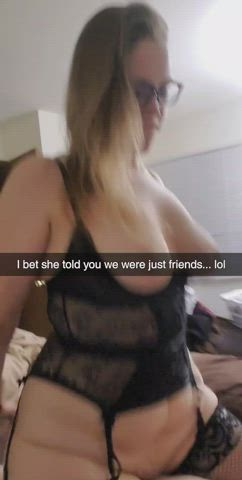 Amateur unprotected huge titties Bull Caption Cheating Cuckold Hotwife ex-wife Porn GIF