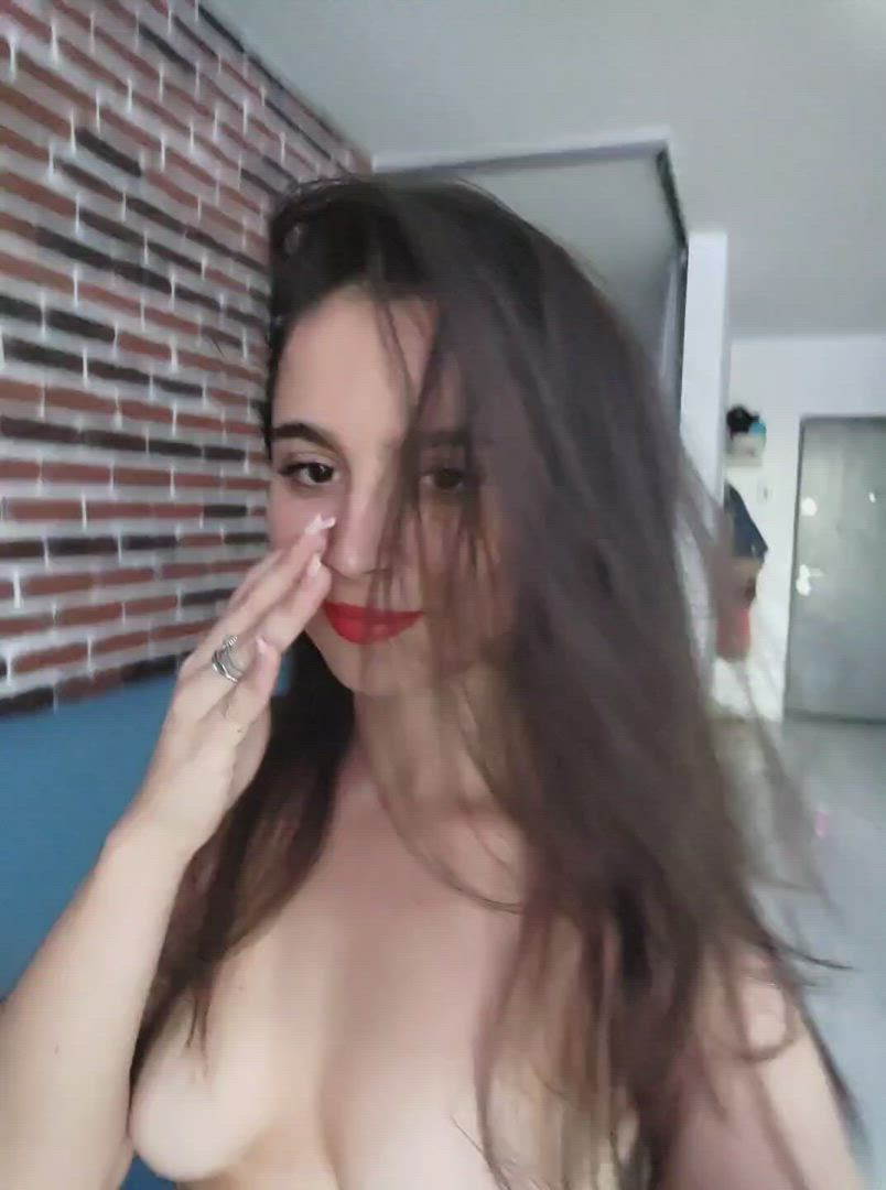 Amateur behind attractive OnlyFans Teasing young breasts Porn GIF