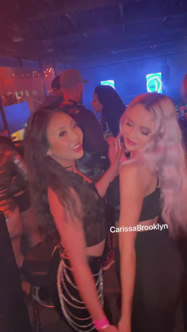 Club sluts Kissing Lesbians Nightclub Party Public Spring Break Porn GIF
