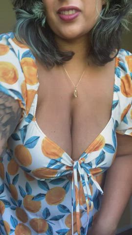 Huge titties Dress breasts Porn GIF